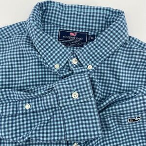 Vineyard Vines Slim Fit Tucker Shirt Men's XL Blue Gingham Check Button Down